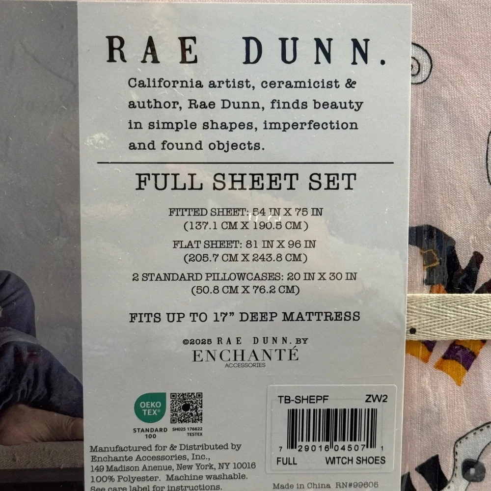 New Rae Dunn Pink Full Sheet Set Halloween witch shoes Boots